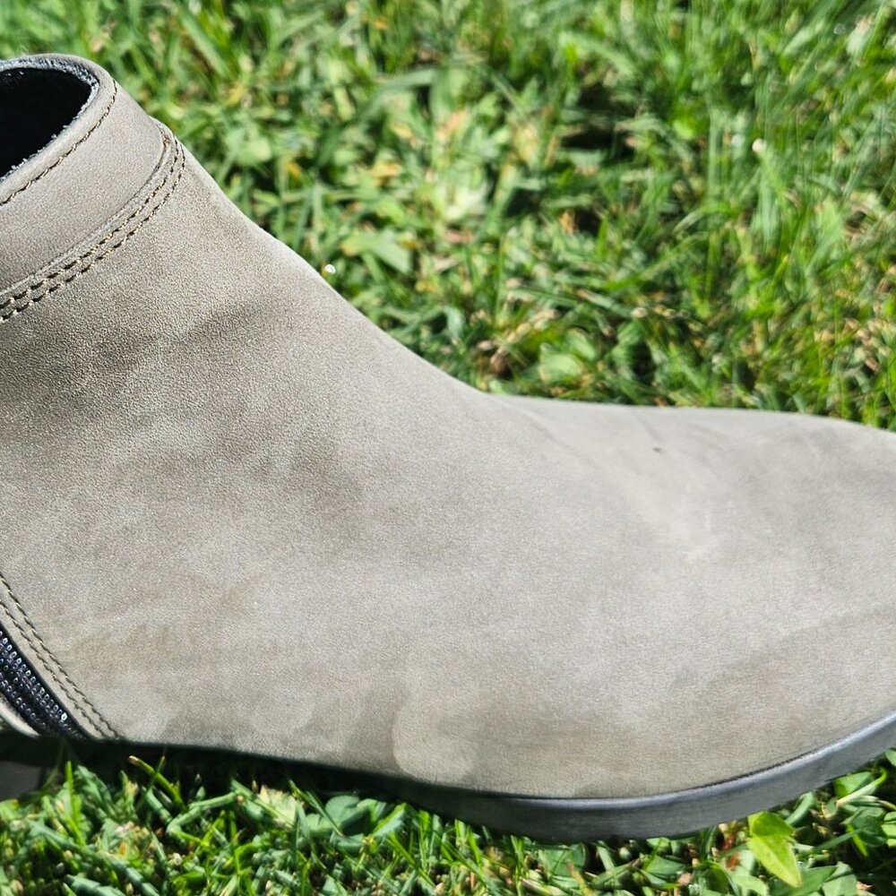Mephisto Margaux Khaki Green Suede Wedge Ankle Boots Zip Booties Size 6 - Picture 15 of 15